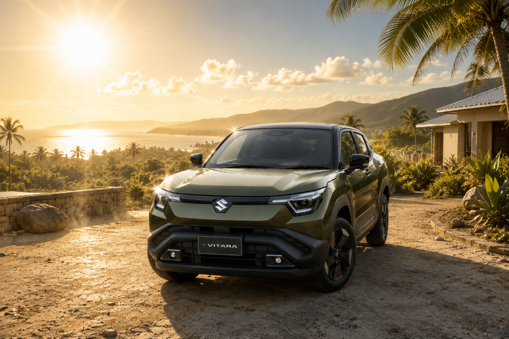 Suzuki e Vitara EV in extreme Caribbean heat.